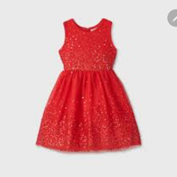 NWT Cat & Jack Toddler Red sparkle Girls' A-line Dress size 18M - Picture 3 of 8